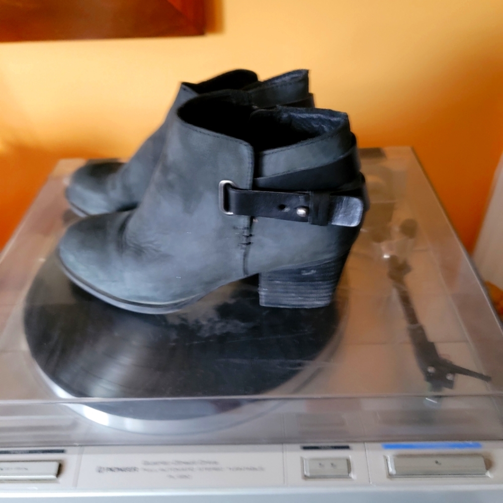 Navy suede ankle boots